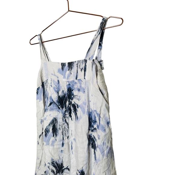 BOSS Blue Floral 100% Linen Open-Waist Square Neckline Summer Dress Size US 4 - Picture 5 of 16